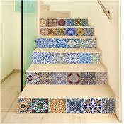 6 stickers mosaïques demi escalier - 18 x 100 cm