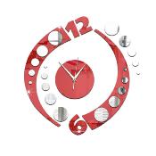 Sticker miroir horloge art design rouge - 35 x 35 cm