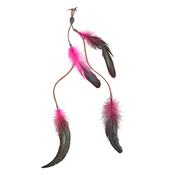 Tresse cheveux plumes roses/noires à pince 35 cm