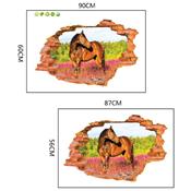 Sticker 3D adhésif cheval dans mûr de brique cassé (87 X 56 cm)