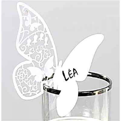 12 Marque-places papillon laser 10 x 7 cm