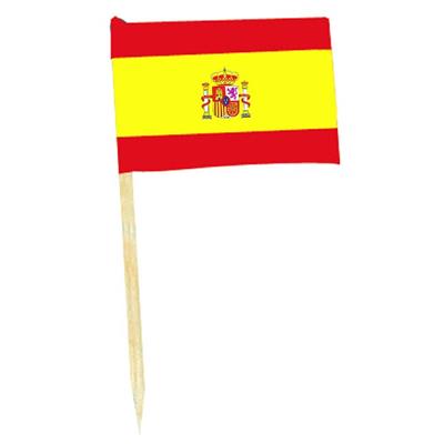 50 Piques cocktails mini drapeau Espagne - 3.5 x 2.5 cm