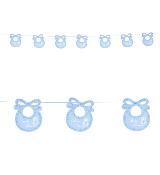 Guirlande bavoir bleu cartonnée baby shower - 2m75