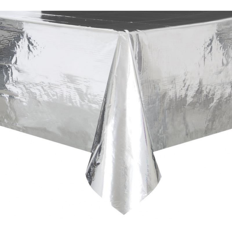 Nappe plastique argent métal -137 x 274 cm