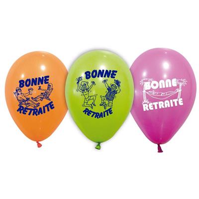 10 Ballons bonne retraite 30 cm assortis