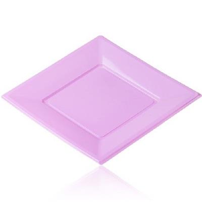 12 grandes assiettes carrées parme jetables PVC souple - 23 cm x 23 cm