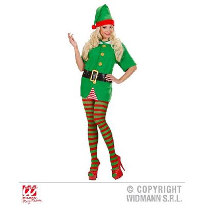 Collants d'Elfe/Clown Rayés Rouge et Vert (M/L)