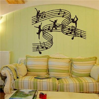 Sticker gymnastes sur notes de musique - 55 x 65 cm