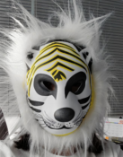  Masque tigre blanc élastomère avec crinière enfant/adulte