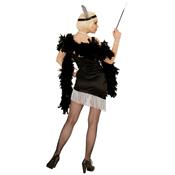 Costume charleston noire satinée et frangée - Taille M