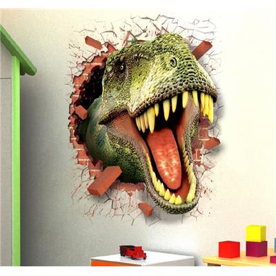 Sticker 3D adhésif mural découpé tyrannosaure (50 x 70 cm)