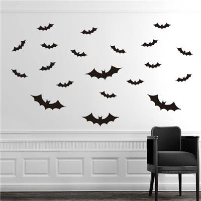 20 Stickers adhésifs chauve-souris de 5 à 11 cm