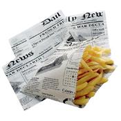 50 Cornets frites papier alimentaire imprimé journal - 13 x 13 cm