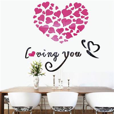 Sticker miroir éclats de c&#0156;ur/loving you - 80 x 80 cm