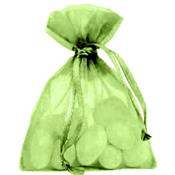 25 Sachets organza vert anis à dragées 9 x 12 cm