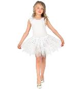 Tutu fillette blanc à paillettes étoilées - 2 couches - 4/10 ans