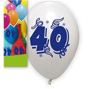 10 Ballons anniversaire 40 ans 30 cm assortis