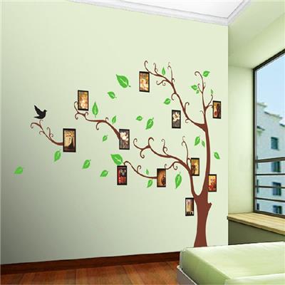 Sticker adhésif arbre généalogique angle gauche avec formes cadres (120 x 170 cm)