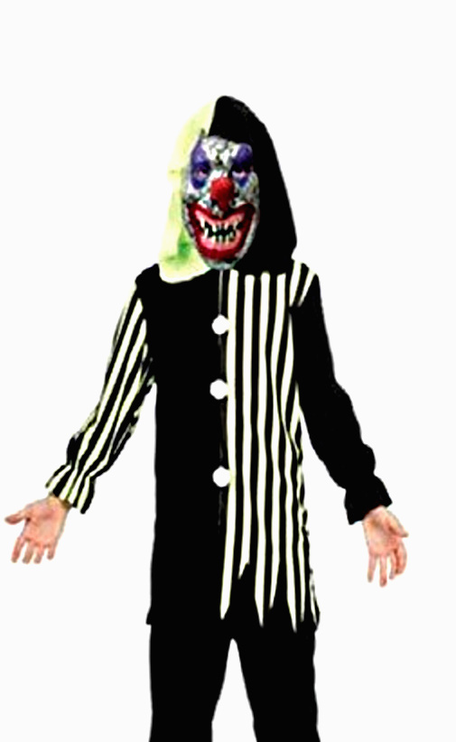 Tunique clown horreur noir vert et masque -14/16 ans