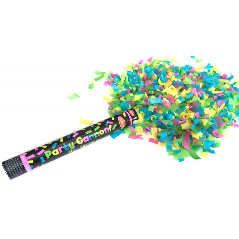 4 canons à confettis 38 cm papier fluo