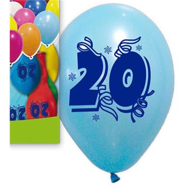 10 Ballons anniversaire 20 ans 30 cm assortis