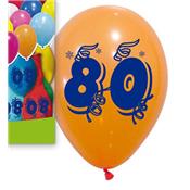 10 Ballons anniversaire 80 ans 30 cm assortis