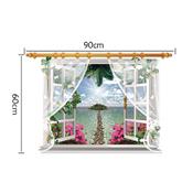 Sticker 3D adhésif fausse fenêtre paradis island (60 x 90 cm