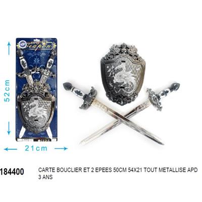 set chevalier dragon 3/5 ans - 1 bouclier et 2 épées