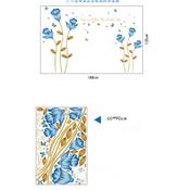 Sticker adhésif fleurs bleues âge d'or (125 x 188 cm)