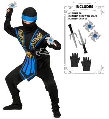 Panoplie ninja bleu enfant luxe et accessoires - 11/13 ans