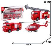 Coffret 3 véhicules pompiers avec échelle