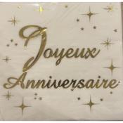 20 serviettes de table anniversaire prestige dorures - 33 x 33 cm