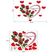 Stickers adhésifs bouquet de roses c&#0156;ur (73 x 82 cm)