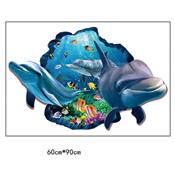 Sticker 3D adhésif aqua-dauphins (60 x 90 cm)