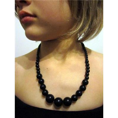 Collier grosses perles noires