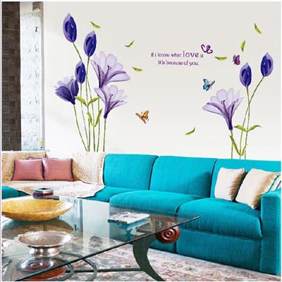 Sticker adhésif ambiance fleurs violettes (143 x 180 cm)