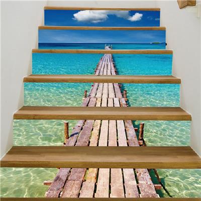 6 stickers pont sur l'eau demi escalier - 18 x 100 cm
