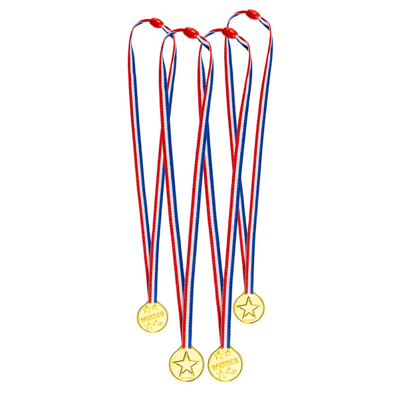 4 Médailles winner pvc rigide - 5 cm avec cordon