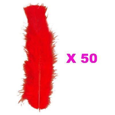 Plumes droites rouges (15 cm) - lot de 50