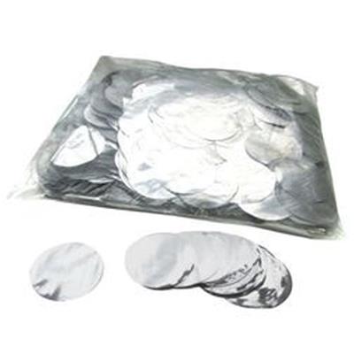 1 kilo confettis métalliques anti-feu ronds argent 4 cm