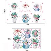 6 Stickers adhésifs pots de fleurs champêtres de 20 à 30 cm