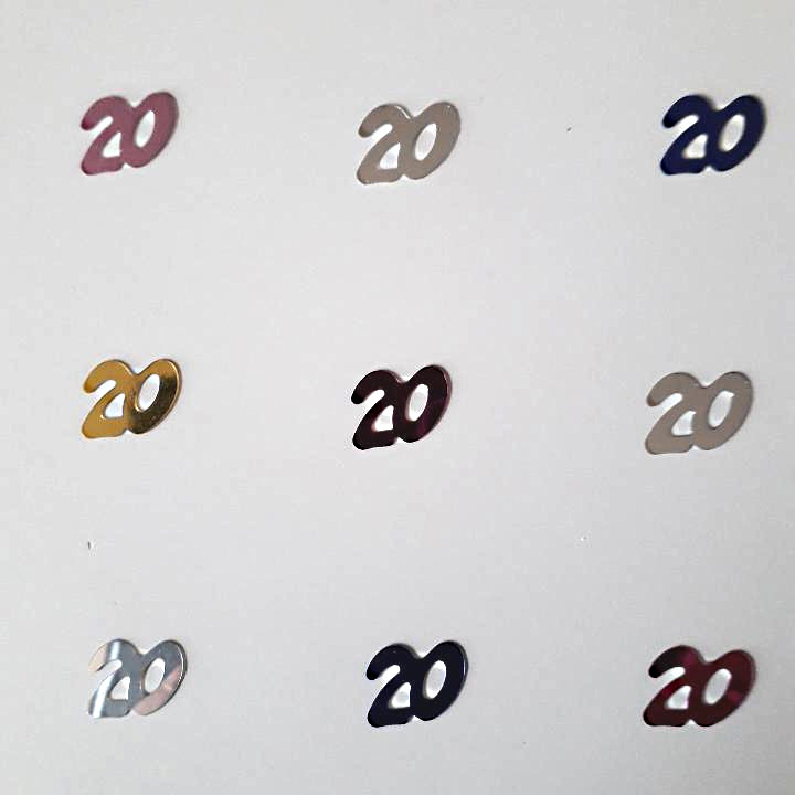 Confettis de table métal anniversaire - 20 ans ( sachet de 100)