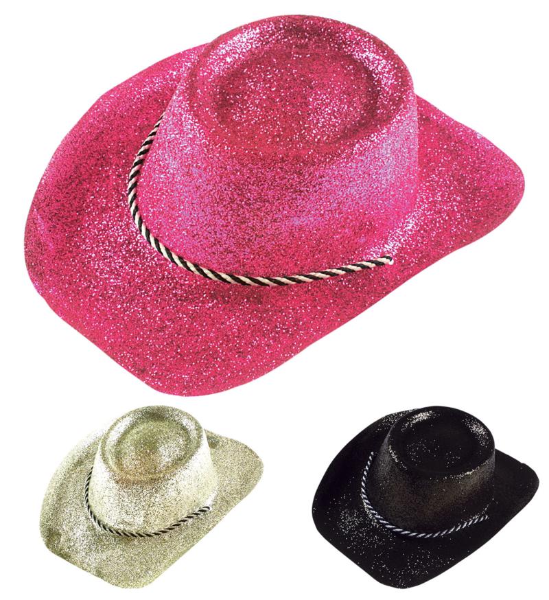 12 chapeaux cow boy à paillettes ( 3 couleurs)