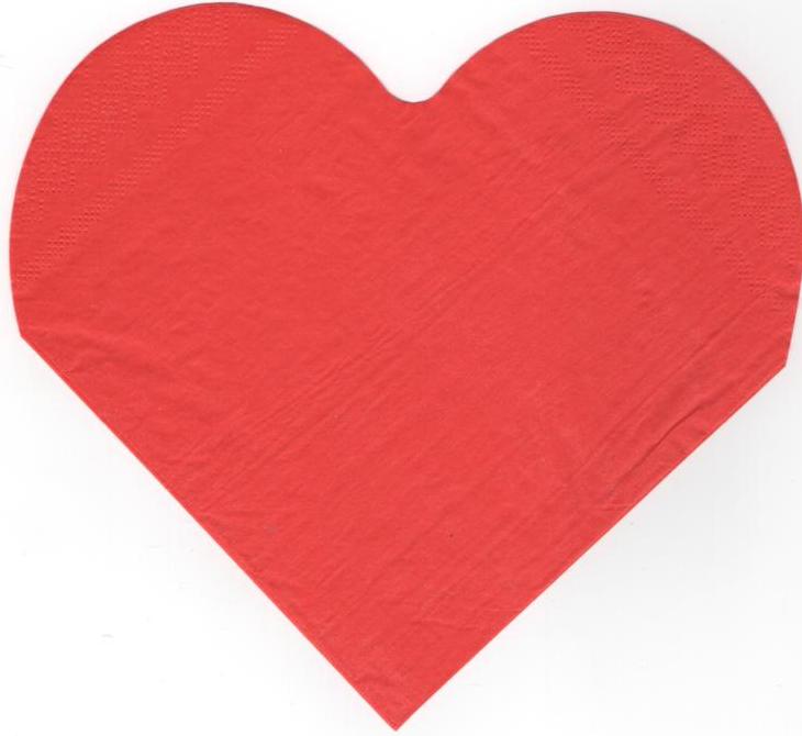 12 Serviettes papier coeur rouge 17 x 17 cm 