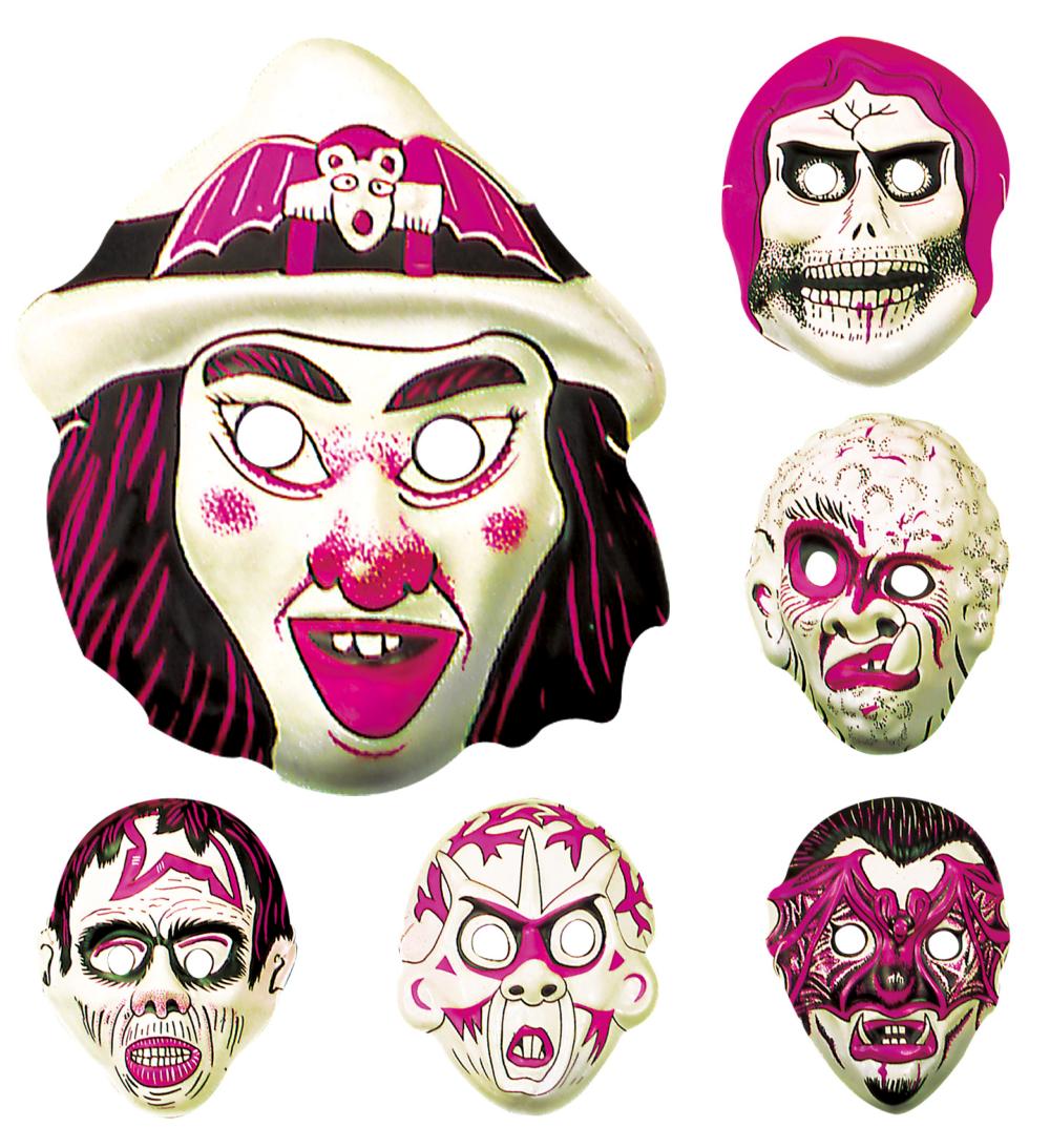 6 masques phosphos enfant pvc souple Halloween - 17 x 15 cm