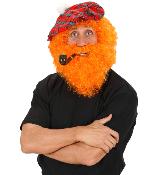 Perruque et barbe bouclée orange écossaise/bucheron